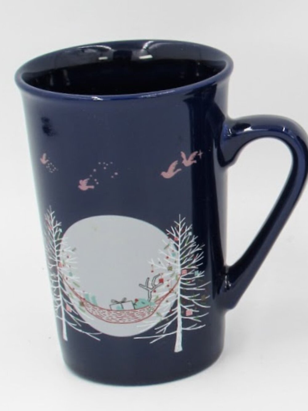 2 Starbucks Blue Night Mug Coffee Cup Moon Trees Doves Reindeer 10 Oz. 2019